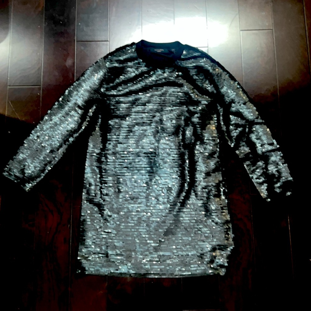 ALL SAINTS long sleeved sequin dress